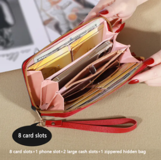 Silver Dusted Fashionable Zipper Ladies Long Purse