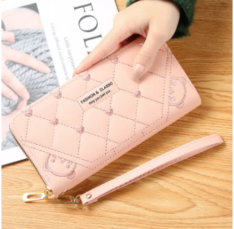 Two Tone Fashionable PU Leather Billfold Womens Long Purse