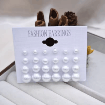 12 Pairs of Fashionable and Simple Pearl Imitation Women's Earring Set