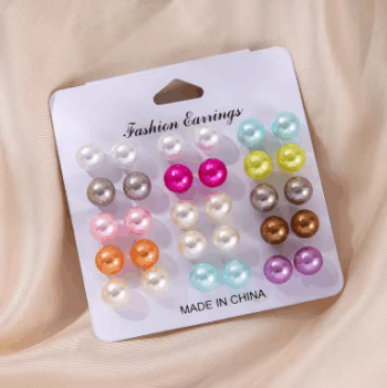 15 Pairs of Circular Colored Dopamine Minimalist Artificial Pearl Earrings