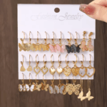 15 Pairs Bohemian Creative Acrylic Butterfly Pendants Hoop Earrings