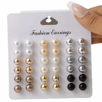 18 Pairs Elegant Multi-color Imitation Pearl Stud Earrings Korean Charm