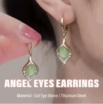 Luxury Titanium Steel Cat Eye Angel Earrings for Women & Girls